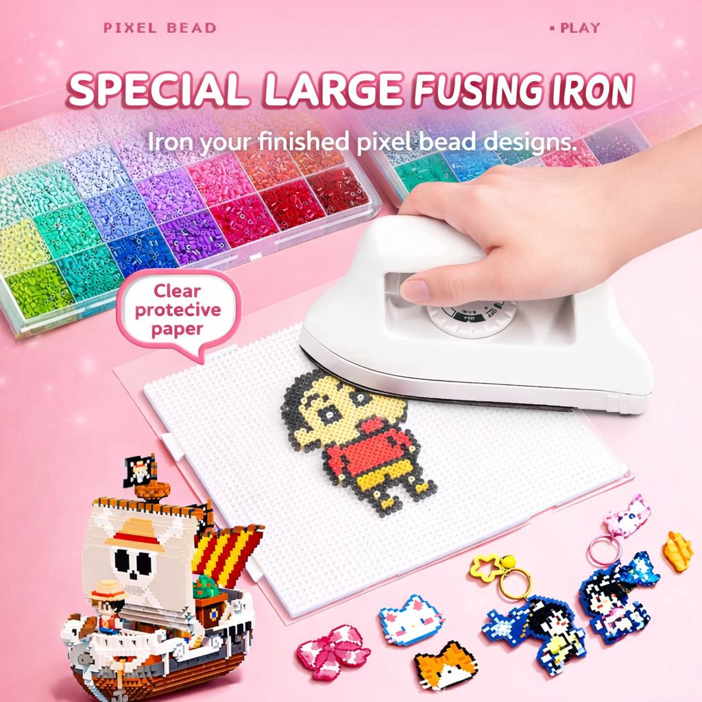 Vibrant DIY Masterpiece Kit: 22,000+ Fuse Beads & Easy-Glide Applicator for Room Decor